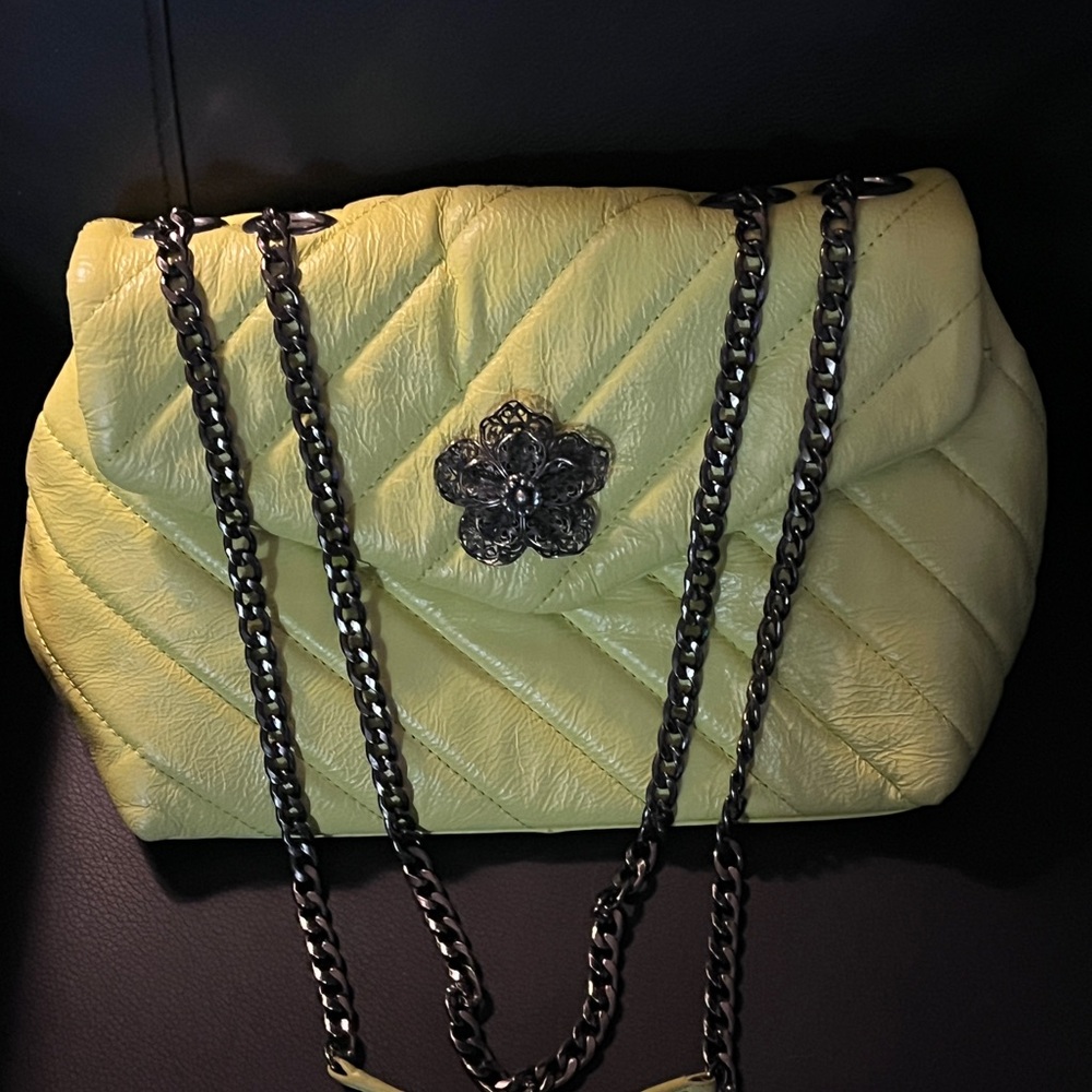 Yellow Quilted Chain Shoulder Bag